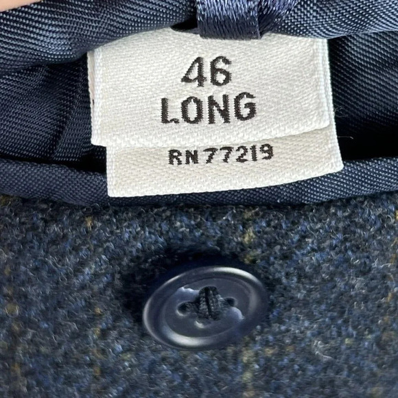 PRONTO-UOMO ZEGNA Wool Cashmere Sports Coat Blazer Charcoal Blue Plaid Size 46L - Picture 9 of 11